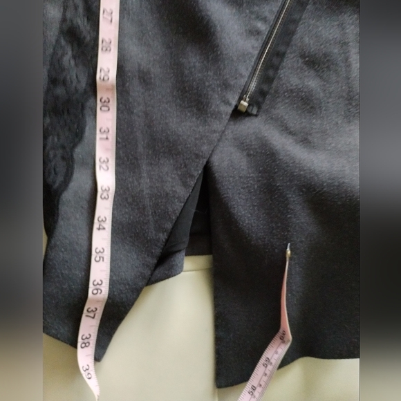 Modern Retro Gray Asymmetrical 80s Vibe zip Dress with Lace Trim - Picture 15 of 15